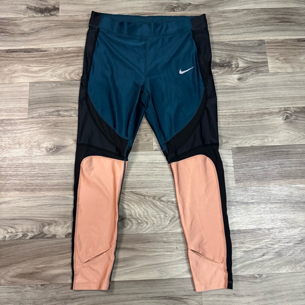 Nike Women's Power Speed Running Leggings Color Block Pattern Size Extra Large